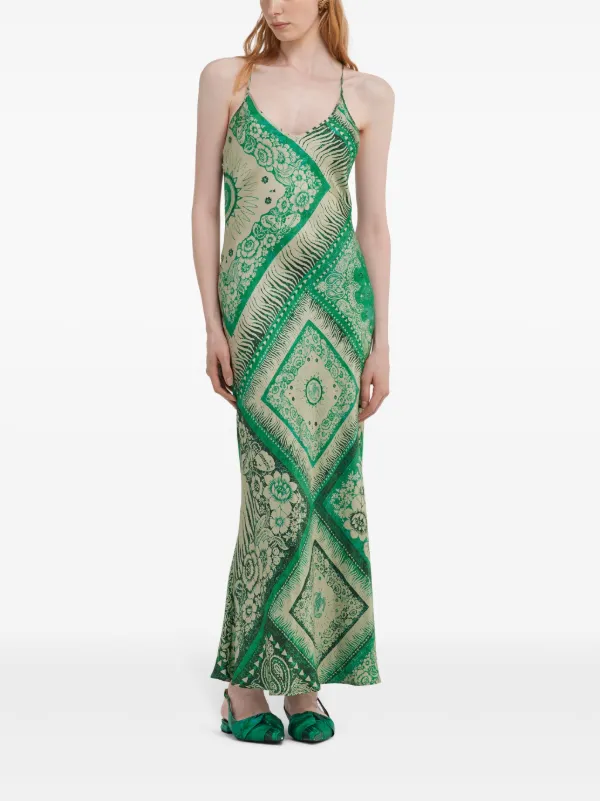Roberto Cavalli abstract-print Slip Silk Dress Green FARFETCH PH