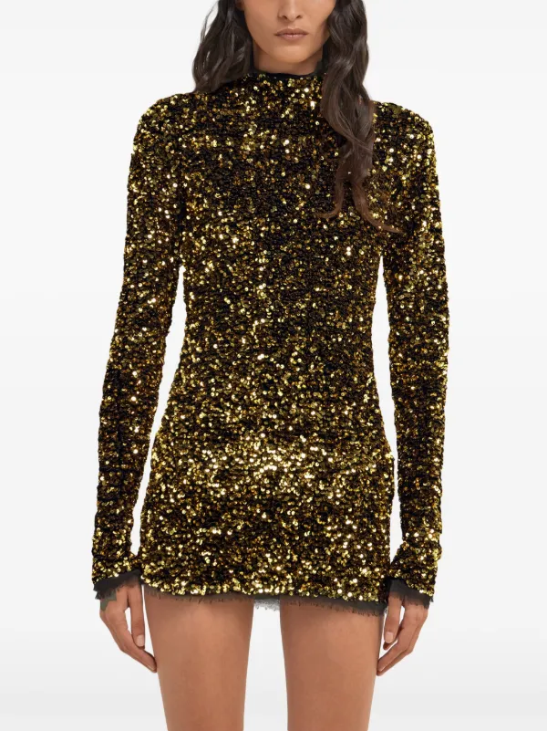 green emerald velvet dress Women's Gold Sequined Long Sleeve Cutout Back Mini Dress for Night Out :  Clothing, Shoes & Jewelry