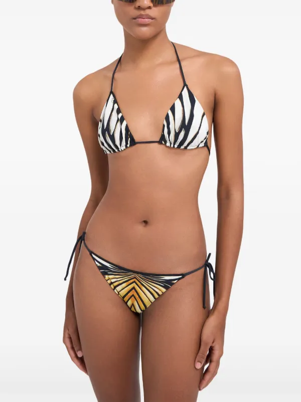 Roberto Cavalli Ray Of Gold-print Bikini Top | Gold | FARFETCH