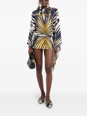 Roberto Cavalli フード付きシルク カフタン チュニック