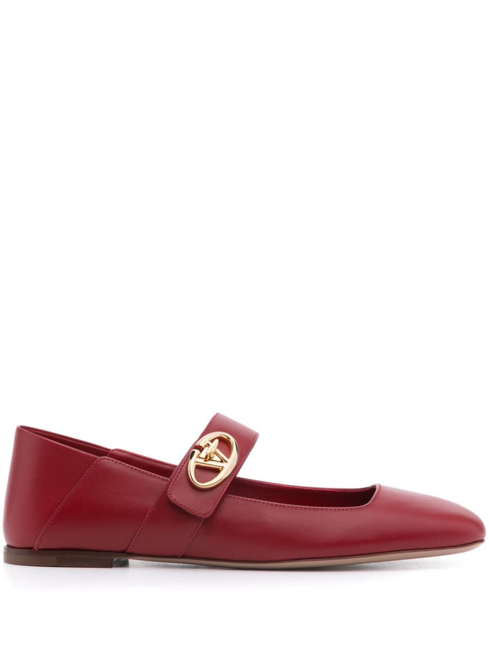 Shop Valentino Vlogo Locker Ballerina Shoes In Red