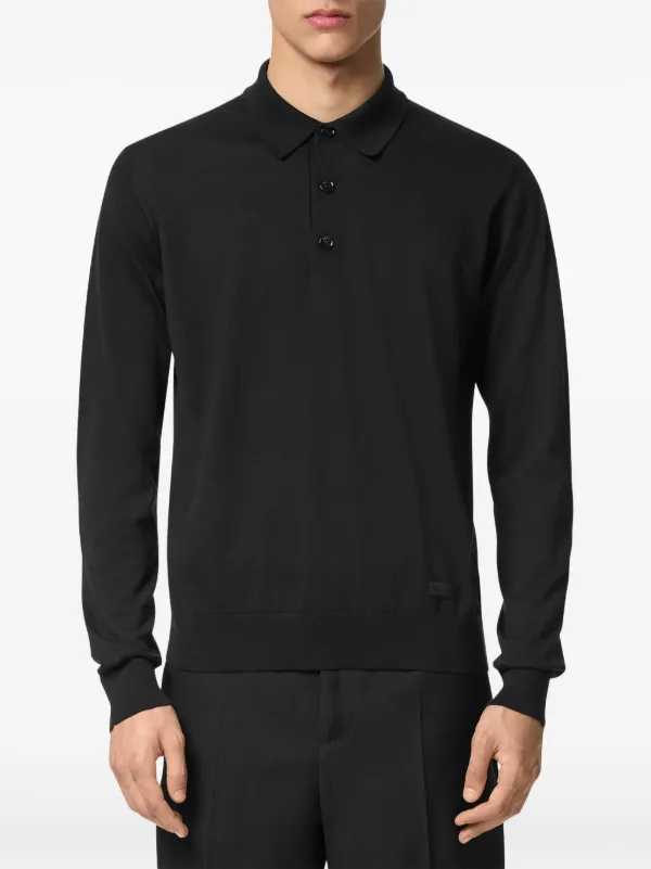 Versace Playera Tipo Polo Manga Larga Negro FARFETCH CR