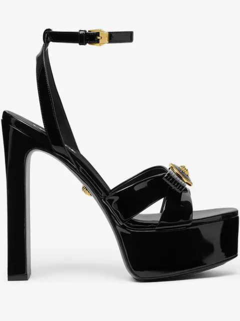 Versace Gianni ribbon patent sandals 140 mm