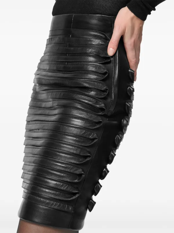 Versace Leather Mini Skirt | Black | FARFETCH GE