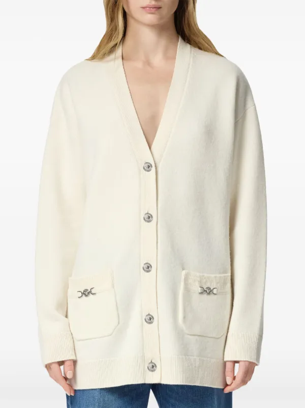 Versace Oversized V-neck Cardigan | White | FARFETCH