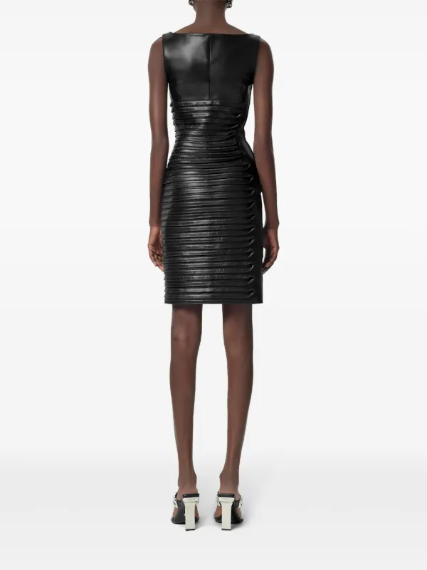 Versace scoop-neck Leather Mini Dress | Black | FARFETCH