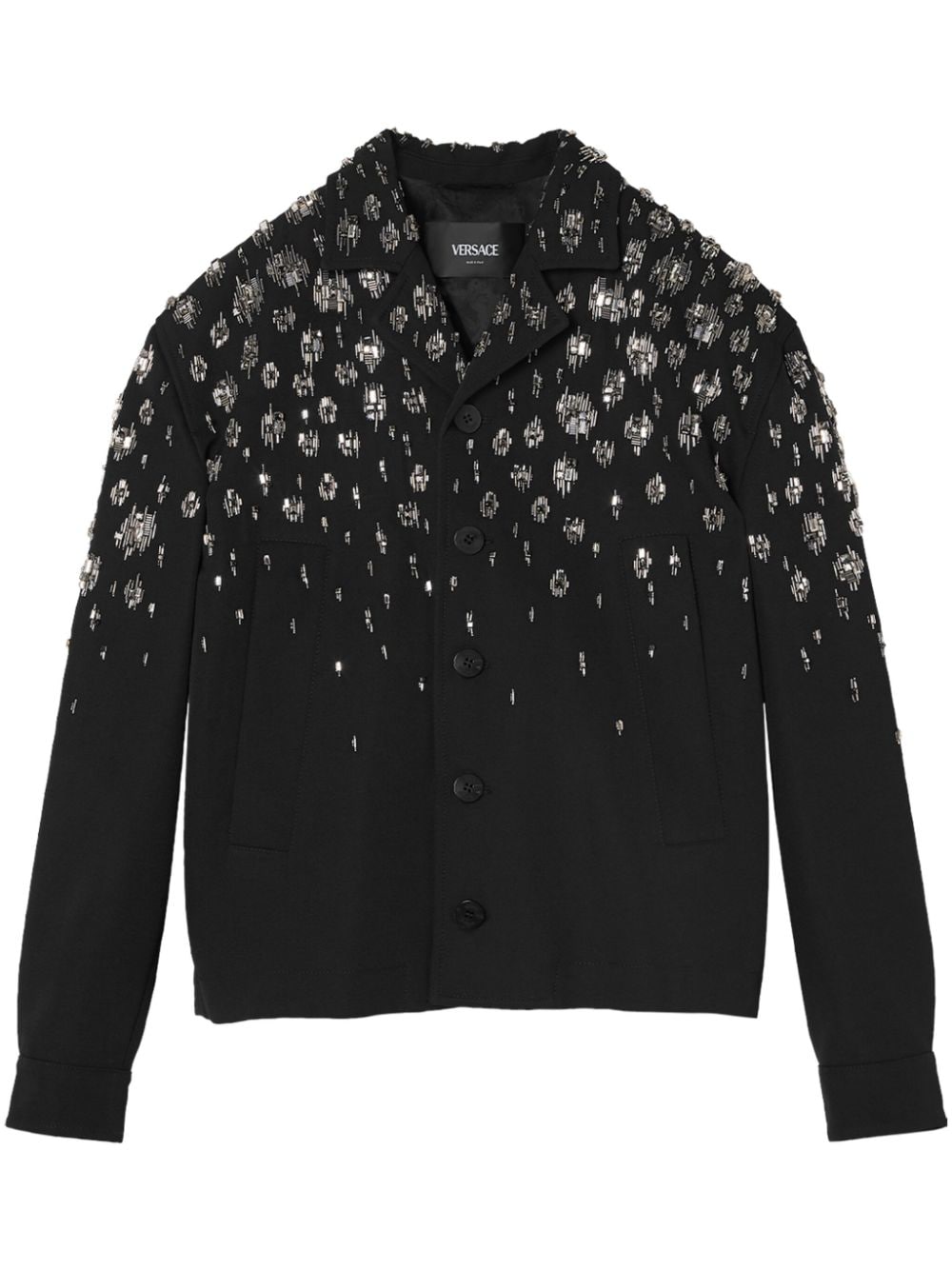 Shop Versace Crystal-embellished Jacket In Black