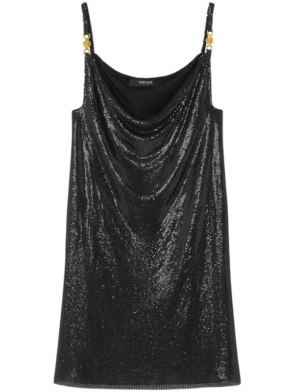 ワンピース VERSACE Black georgette mini dress (10153841A00523 1B000) 24668491_54972232_600.jpg