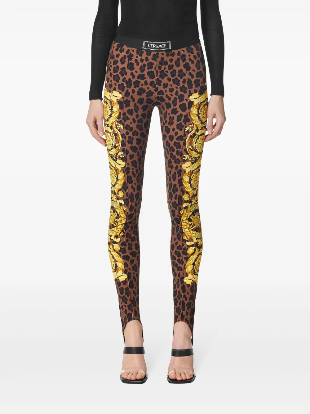 Versace Legging met barocco print Bruin