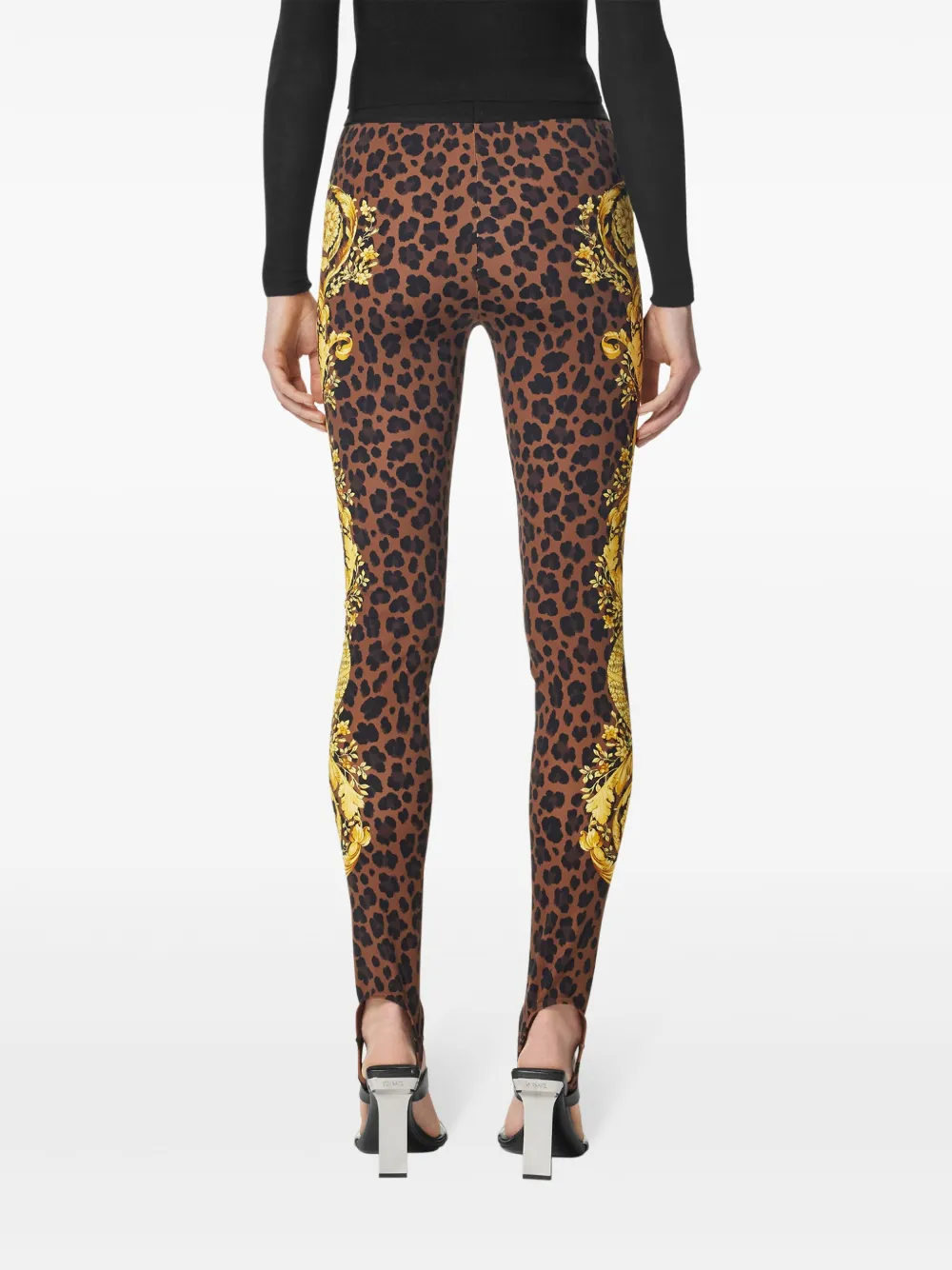 Versace Legging met barocco print Bruin