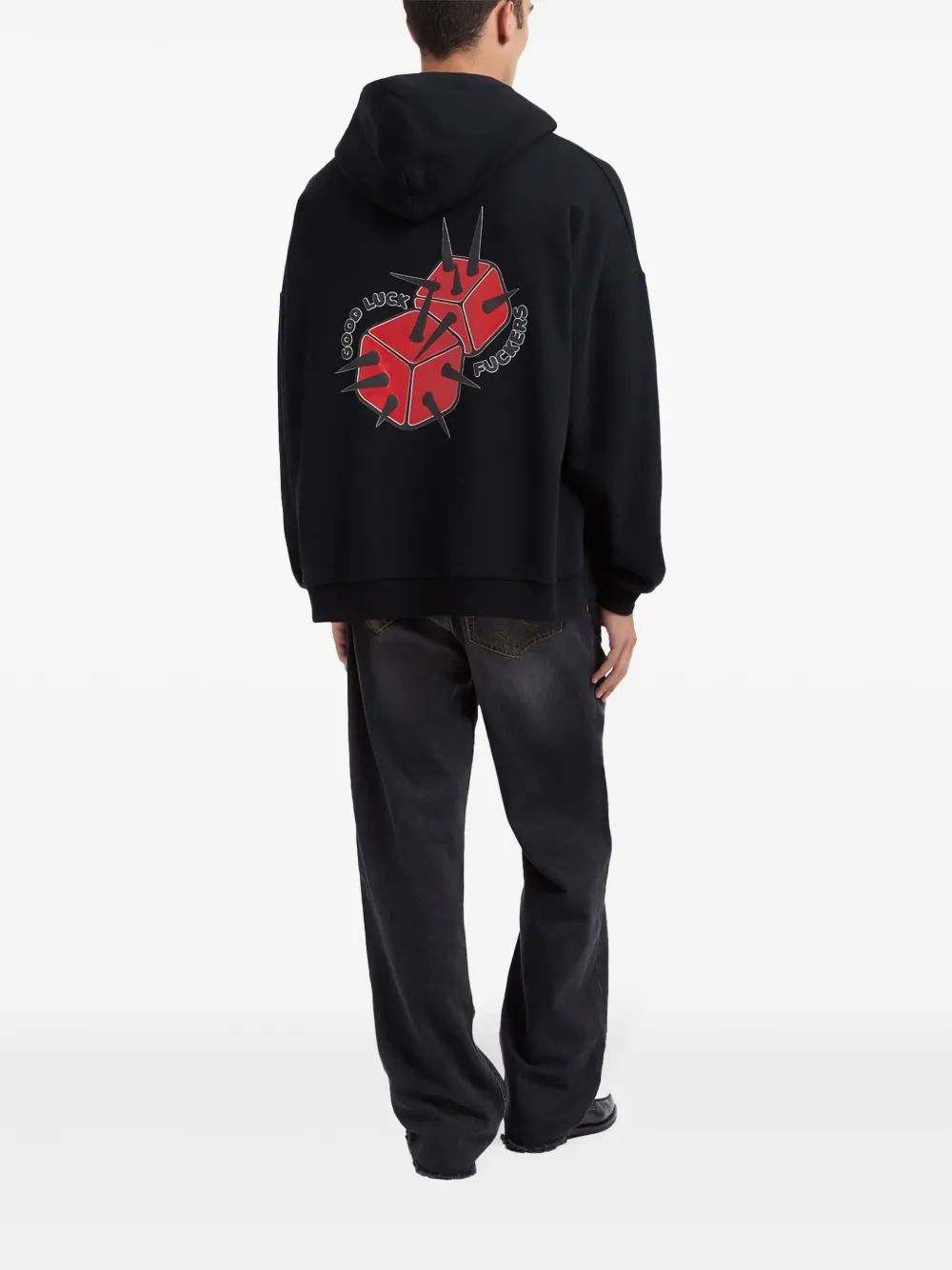 GCDS Spikey Dice hoodie Zwart