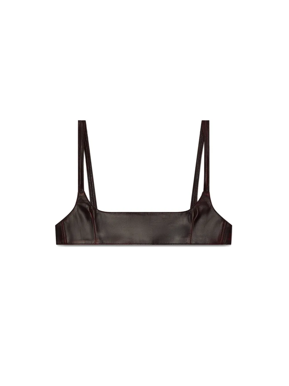 Gcds Leather Mini Bra In Brown