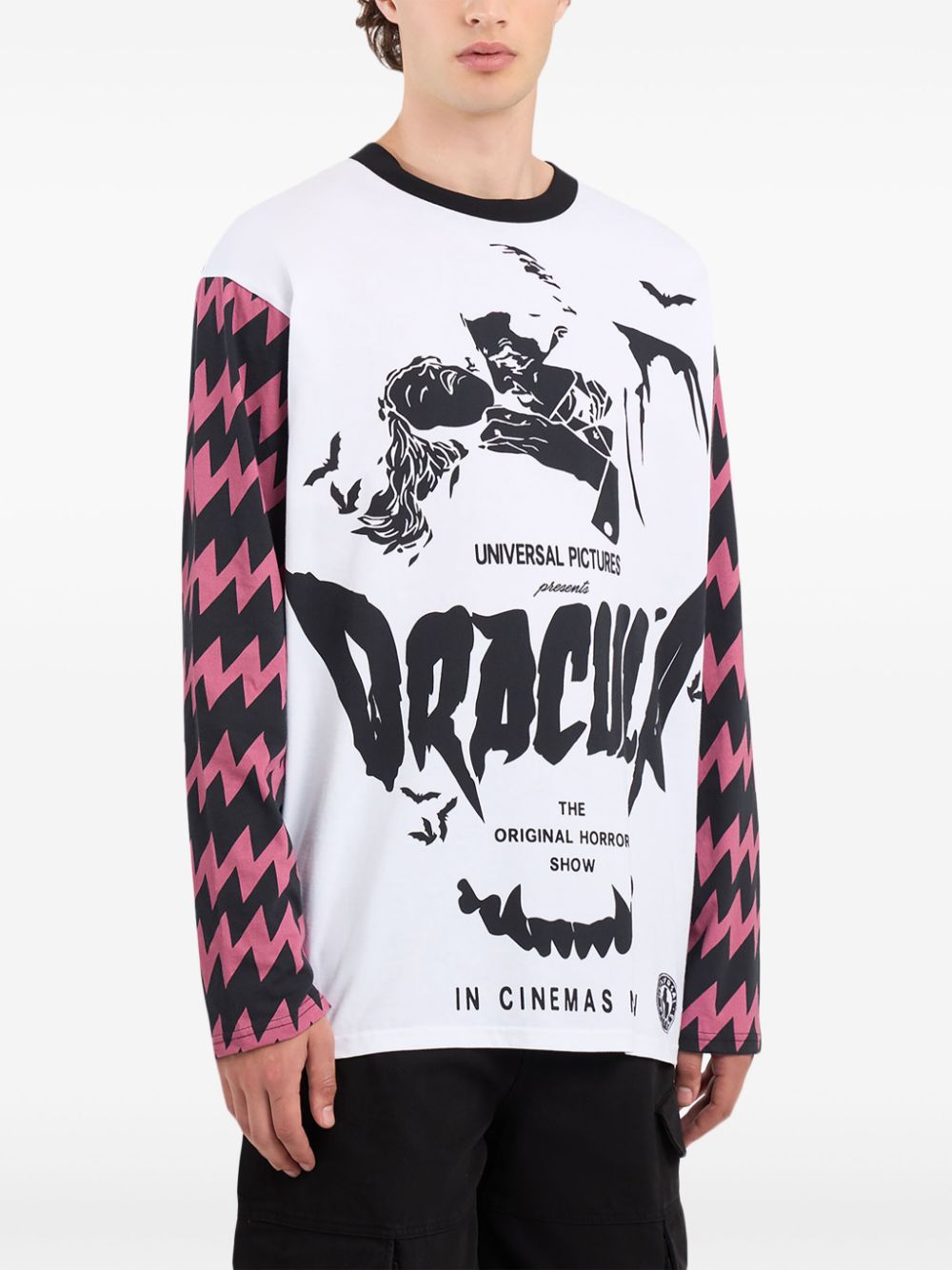 GCDS T-shirt met Dracula-print en lange mouwen Wit