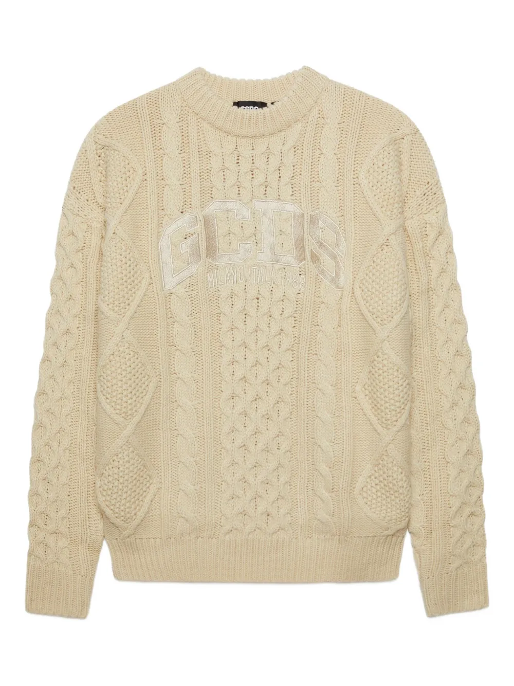 GCDS logo-embroidered cable-knit sweater - Toni neutri
