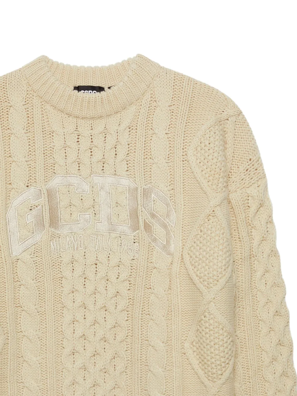 GCDS logo-embroidered cable-knit sweater | Knitted Sweaters | Image 2