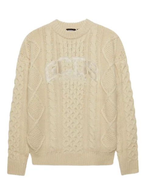 GCDS logo-embroidered cable-knit sweater