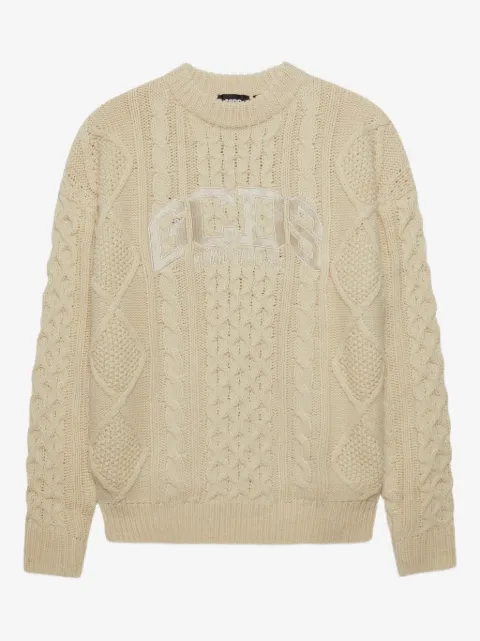 GCDS logo-embroidered cable-knit sweater