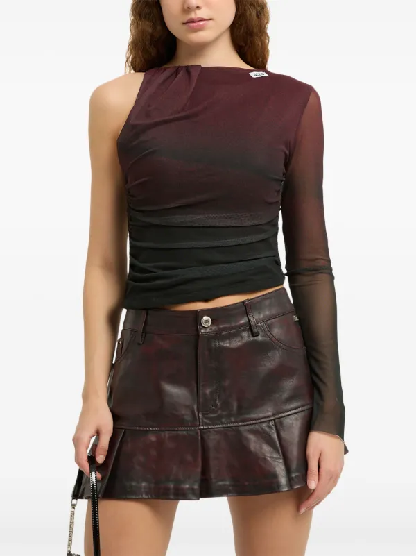 GCDS Creature Tulle one-shoulder Top | Red | FARFETCH