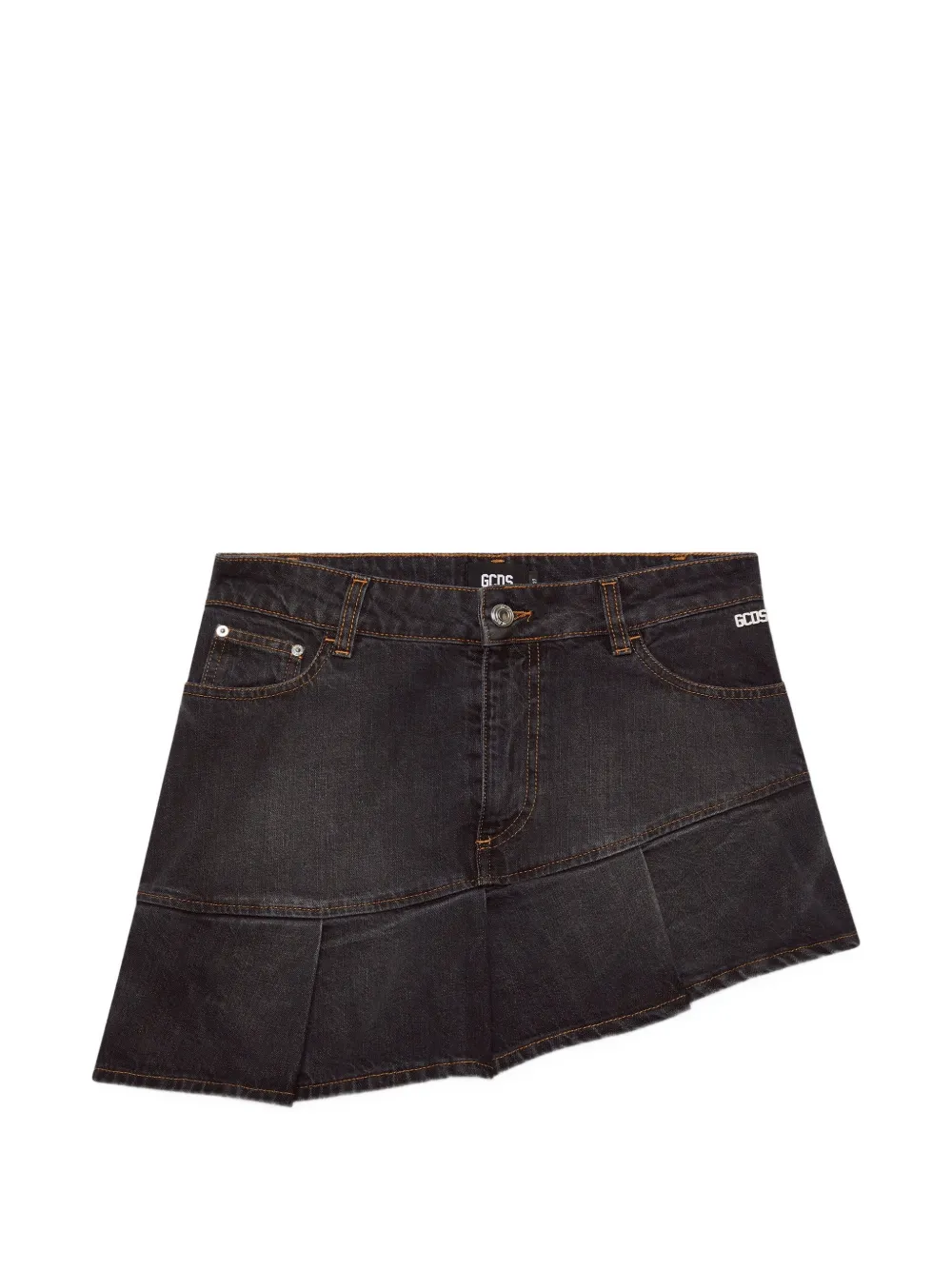 GCDS pleated stone-washed mini skirt - Nero