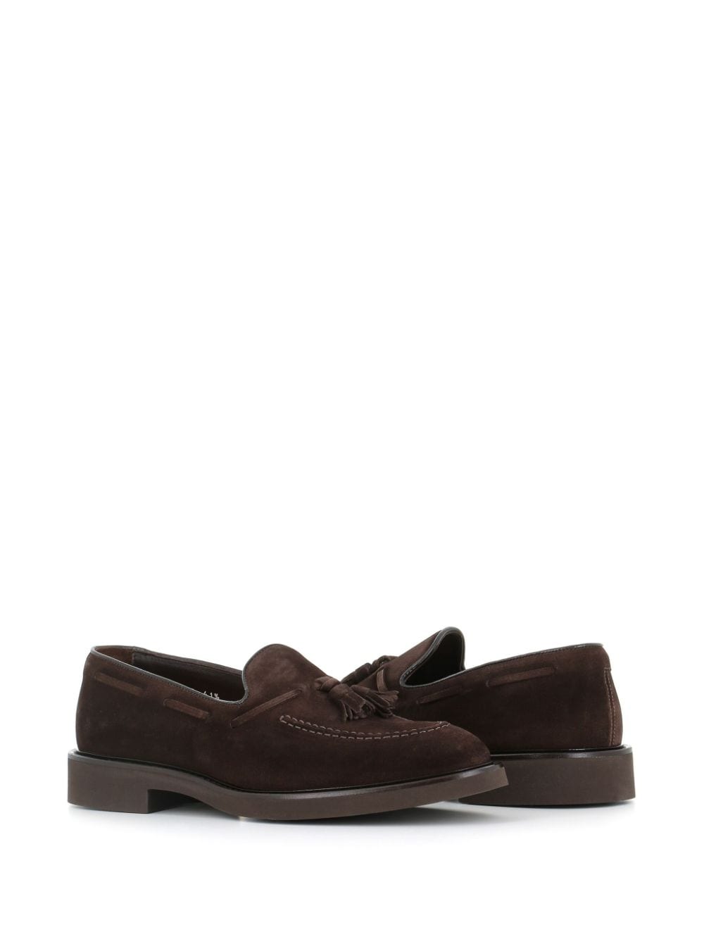 Shop Doucal's Tassel Suede Loafers In Brown