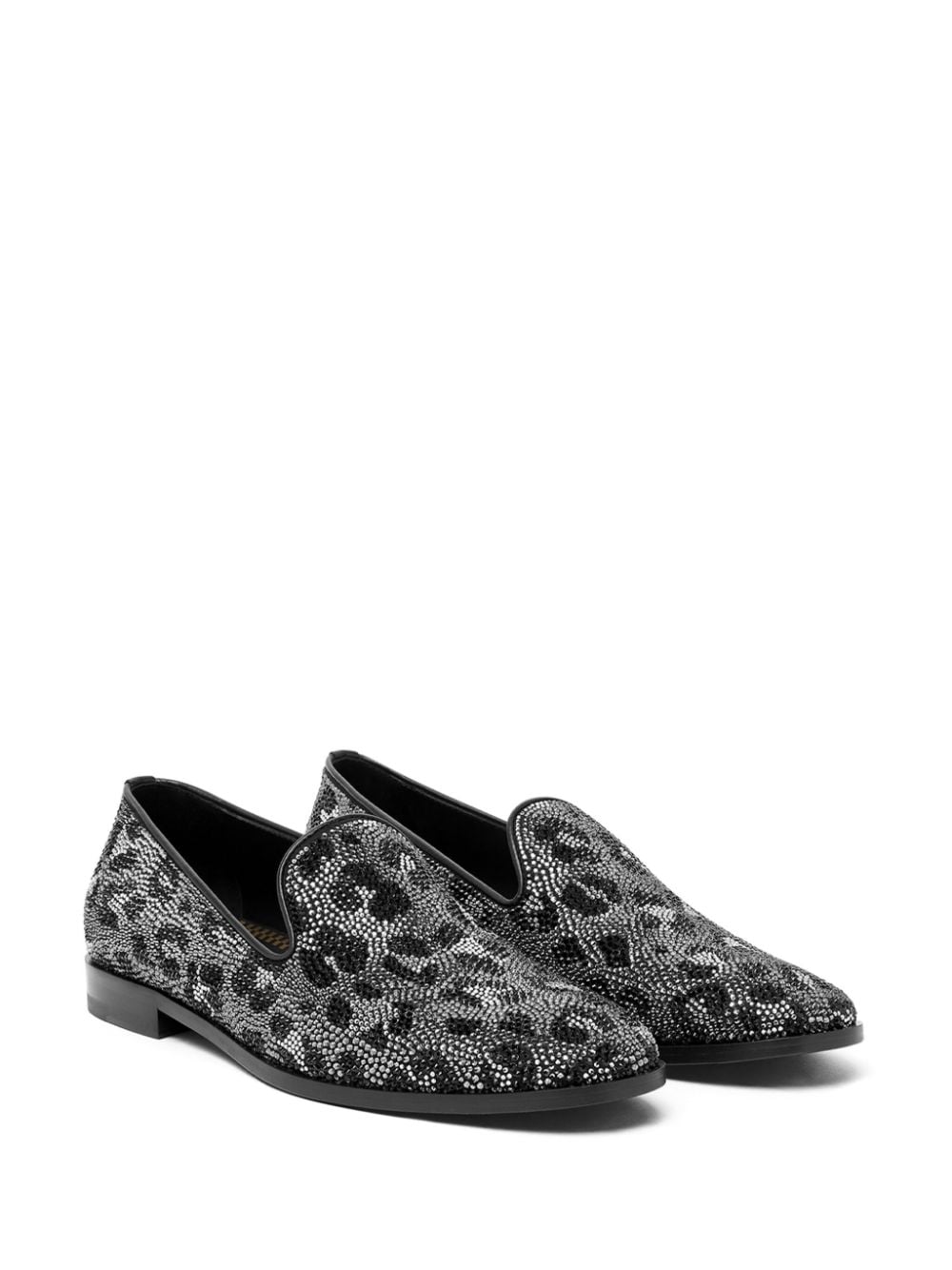 Shop Versace Leopard-print Loafers In Black