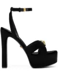 Versace 140mm Gianni Ribbon velvet sandals - Black