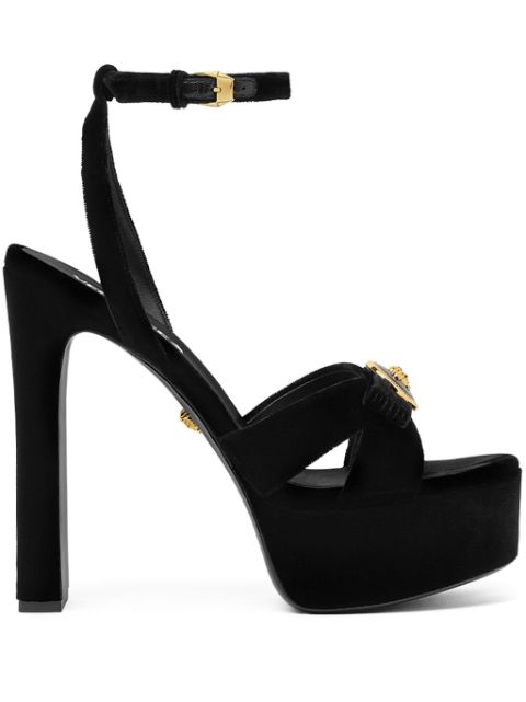 Versace 140mm Gianni Ribbon velvet sandals