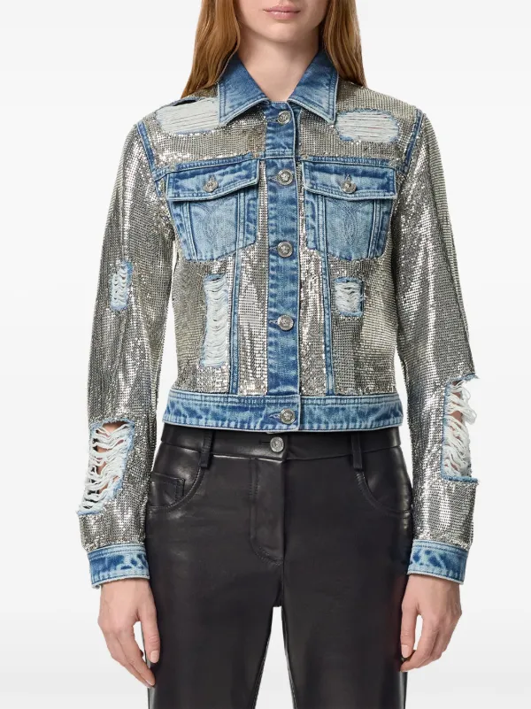 今年も話題の ブルー | デニムジャケット メッシュ Versace | JP FARFETCH ジャケット・アウター