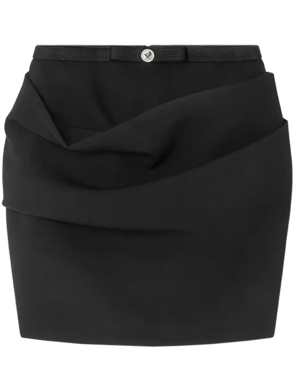 Versace Gabardine Draped Skirt in Black