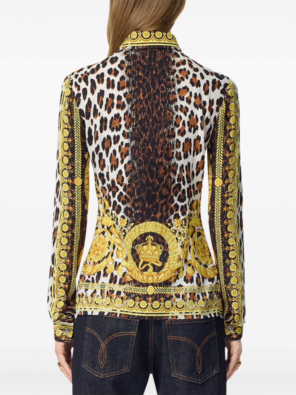 Shop Versace Leopard-print Blouse In Yellow