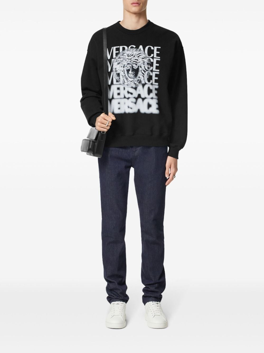 Shop Versace Medusa Medallion Sweatshirt In Black