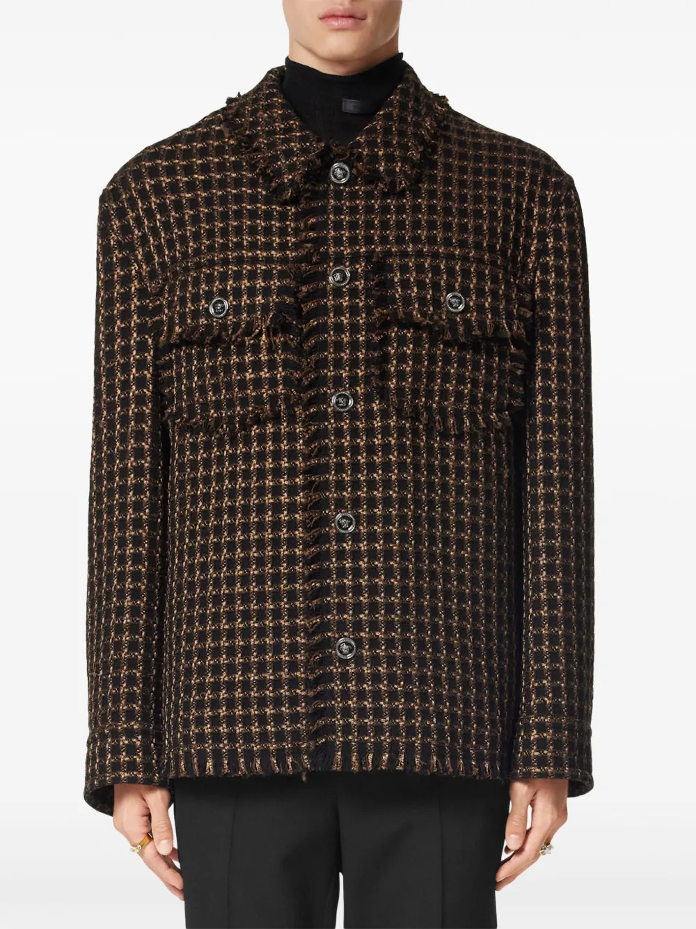 Versace Geruit shirtjack Bruin