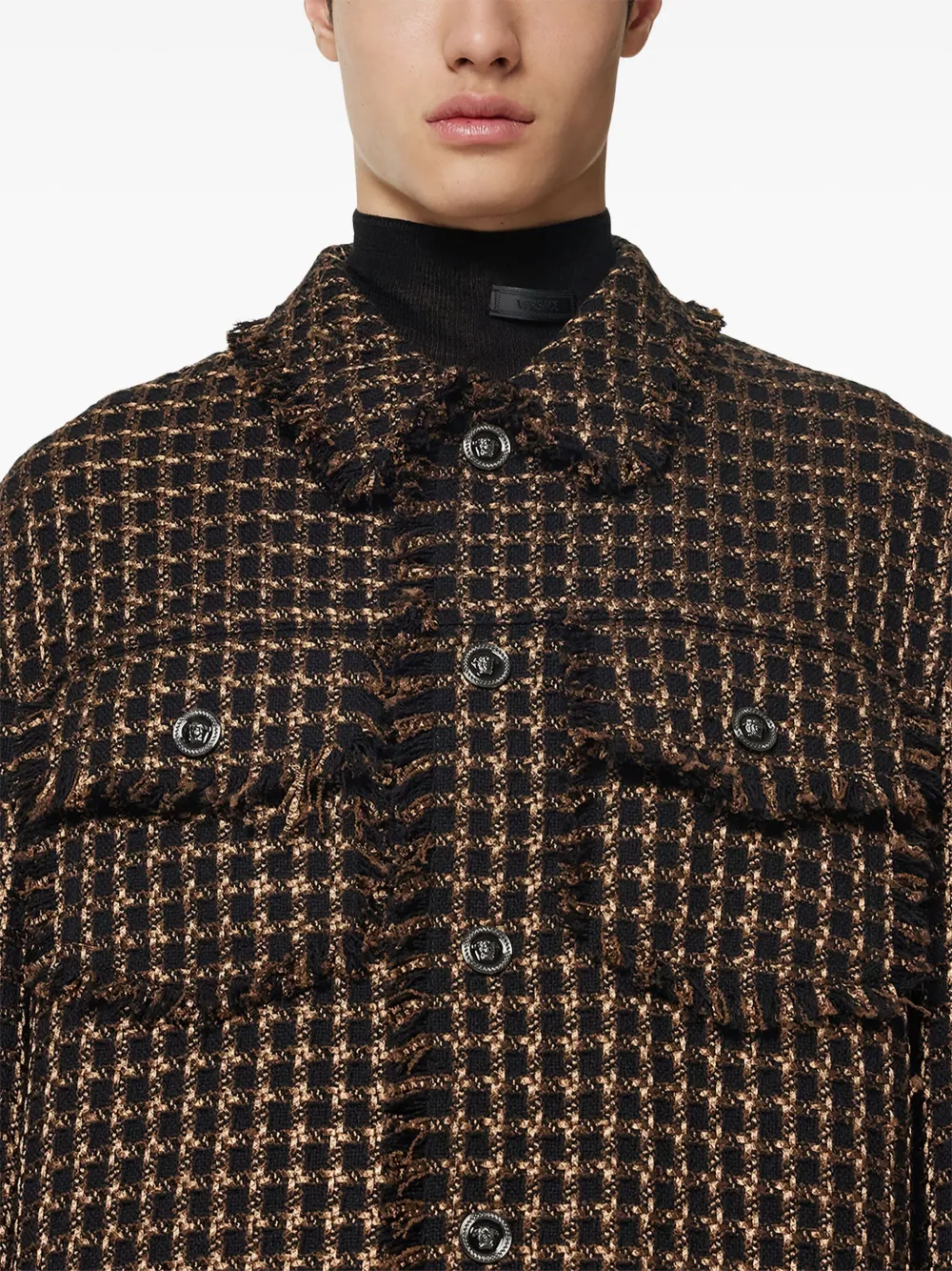Versace Geruit shirtjack Bruin