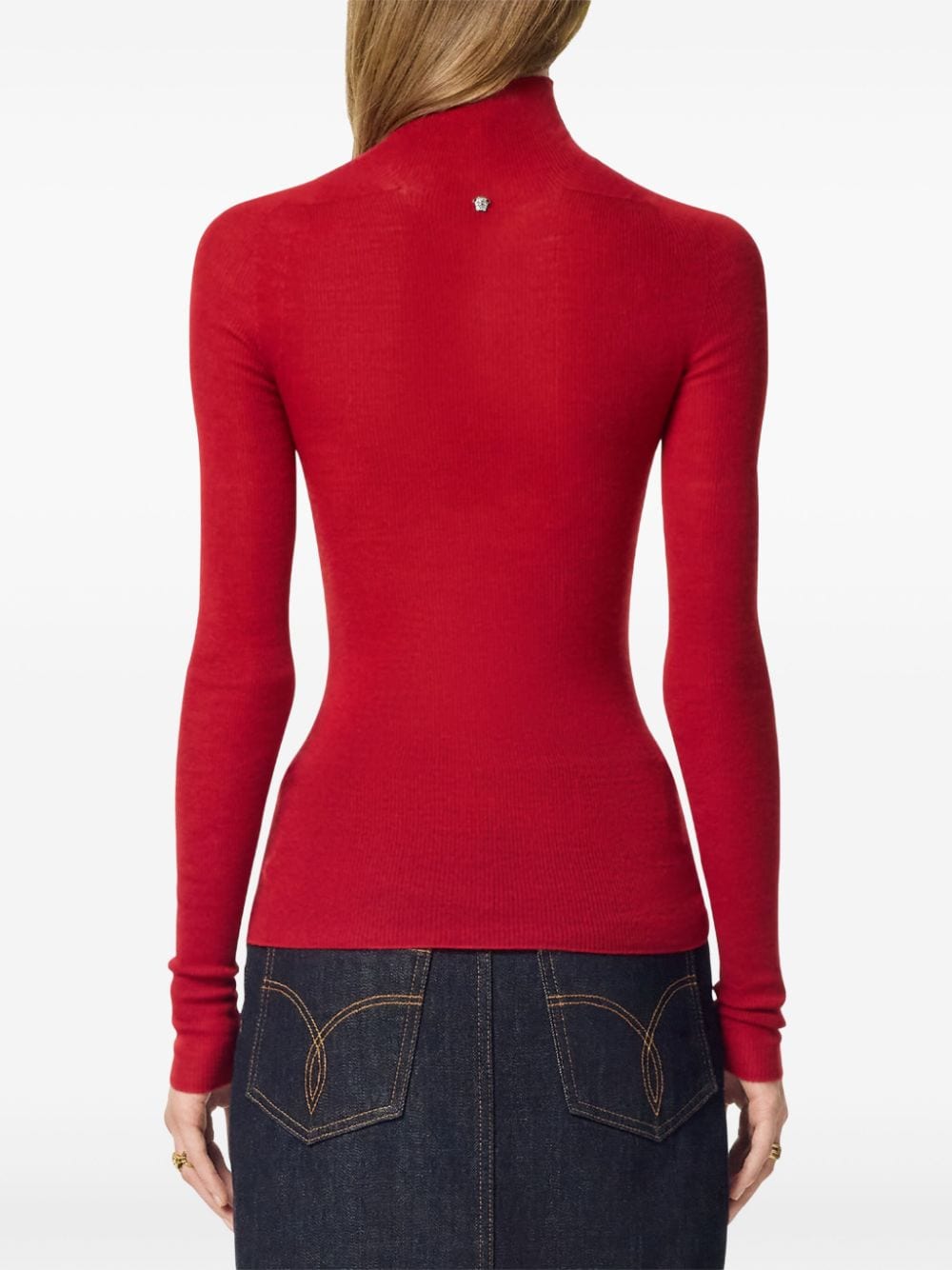 Shop Versace Wool Ribbed-knit Top In Red