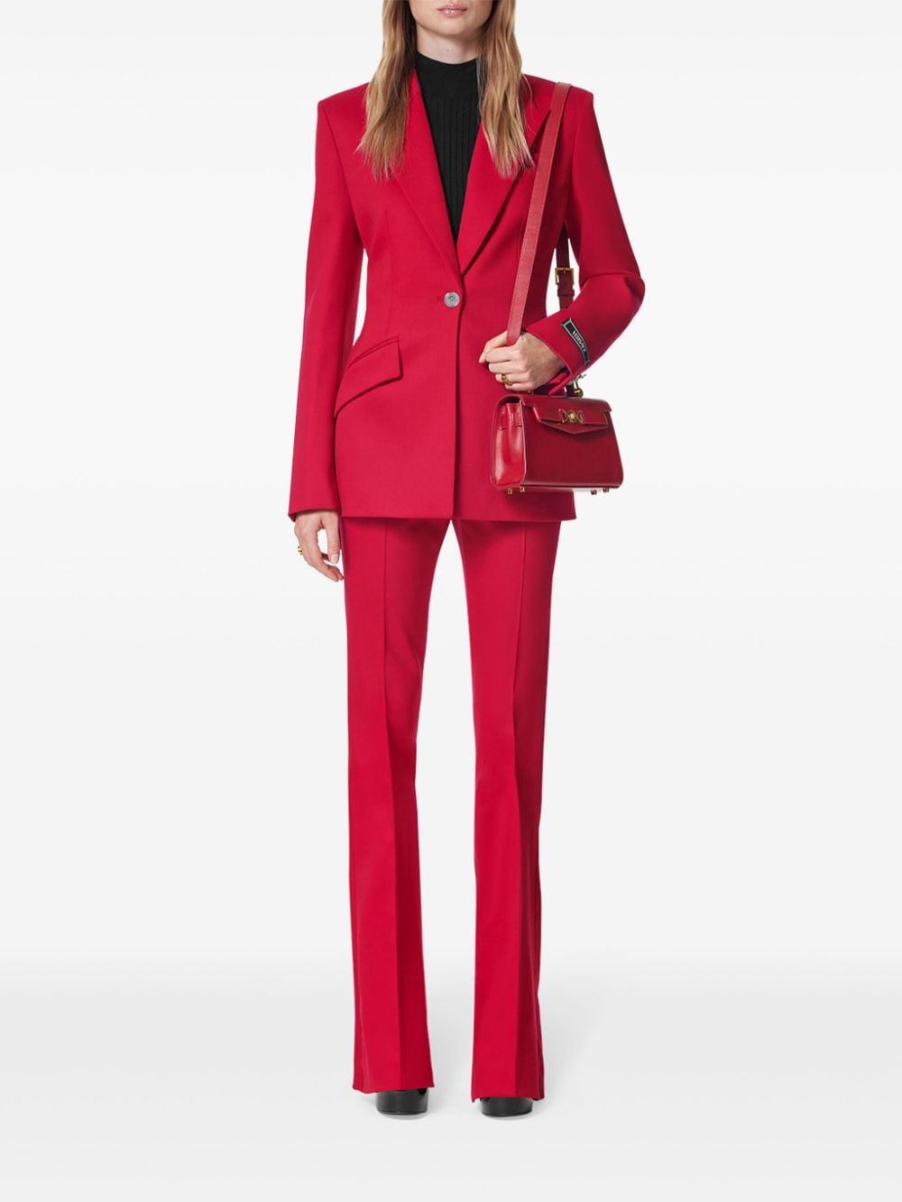 Shop Versace Dv Grain-de-poudre Blazer In Red