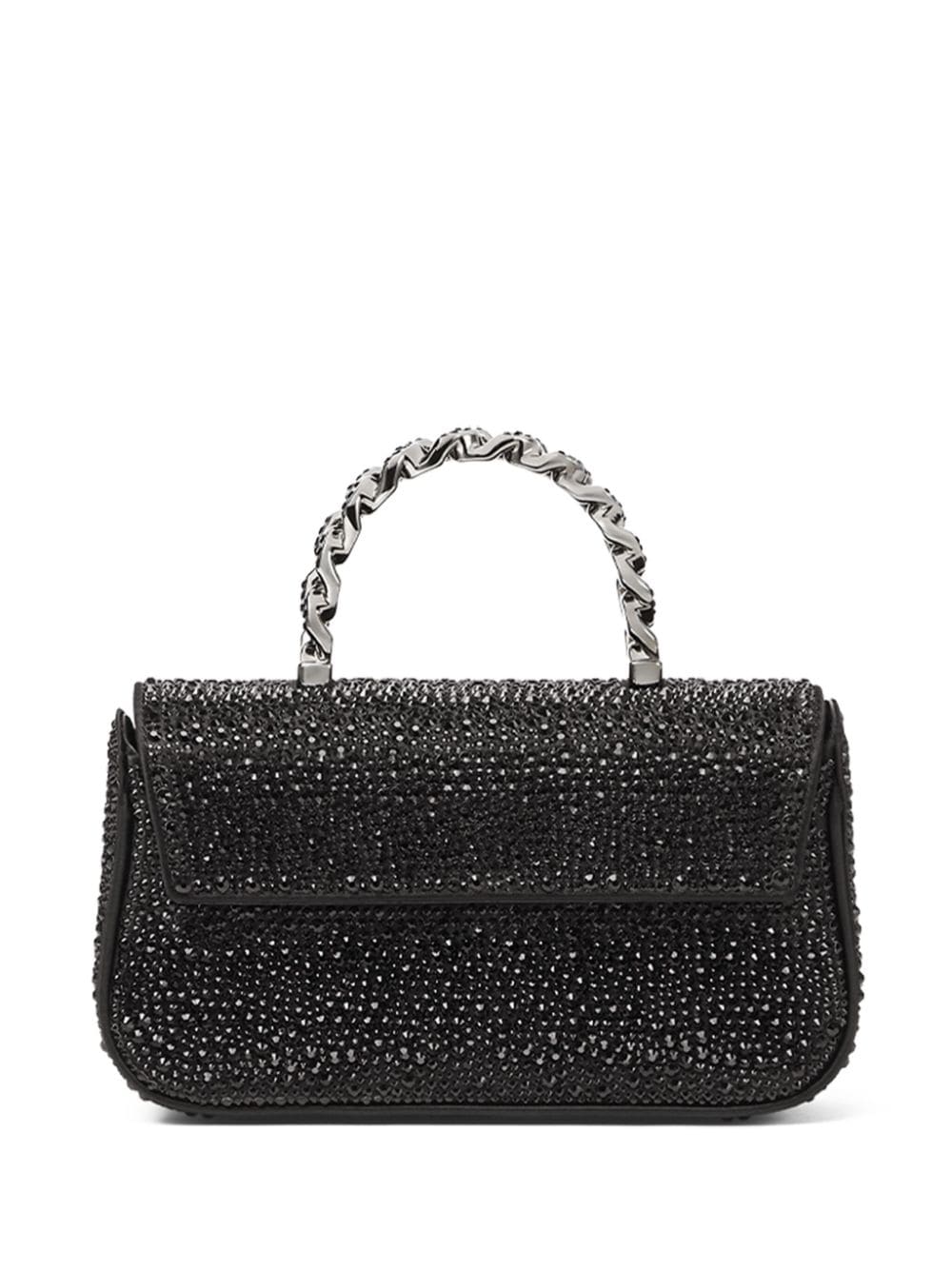 Shop Versace La Medusa Crystal-embellished Mini Bag In Black