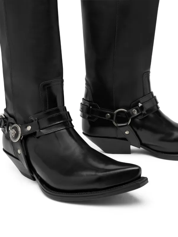 Versace 40mm Texano knee-high Boots | Black | FARFETCH UK