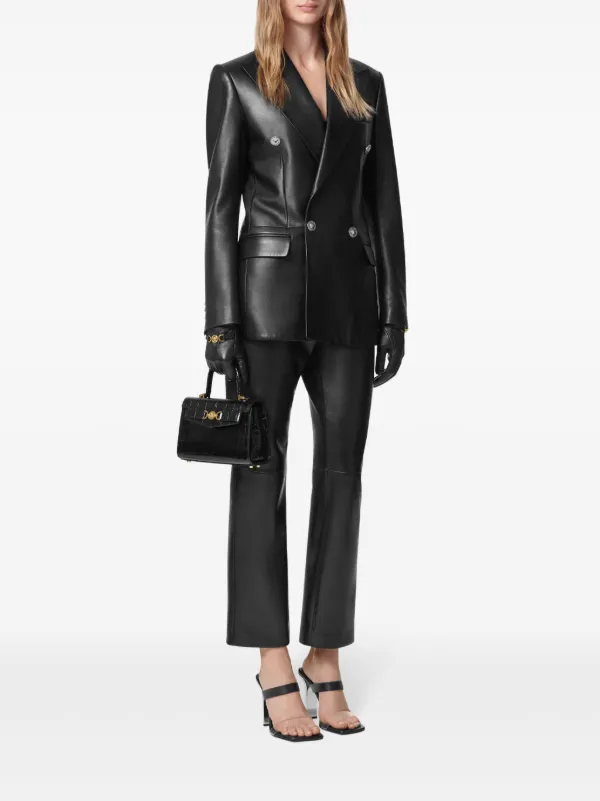 Versace Leather Straight Trousers | Black | FARFETCH CH