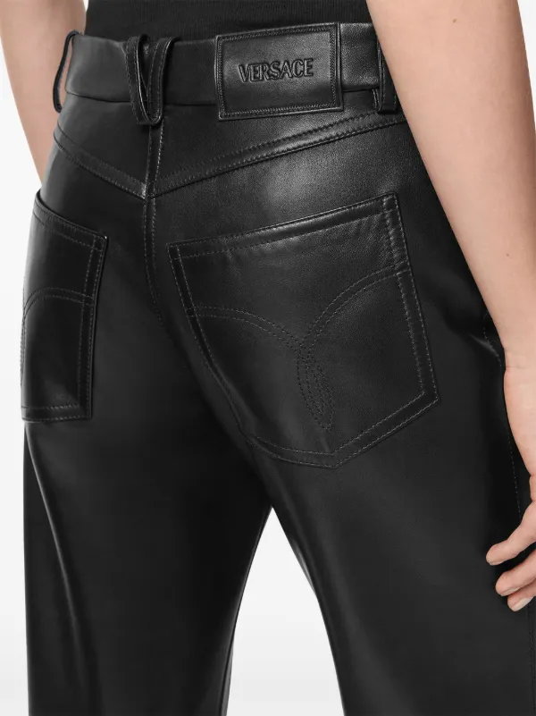 Versace Leather Straight Trousers | Black | FARFETCH CH