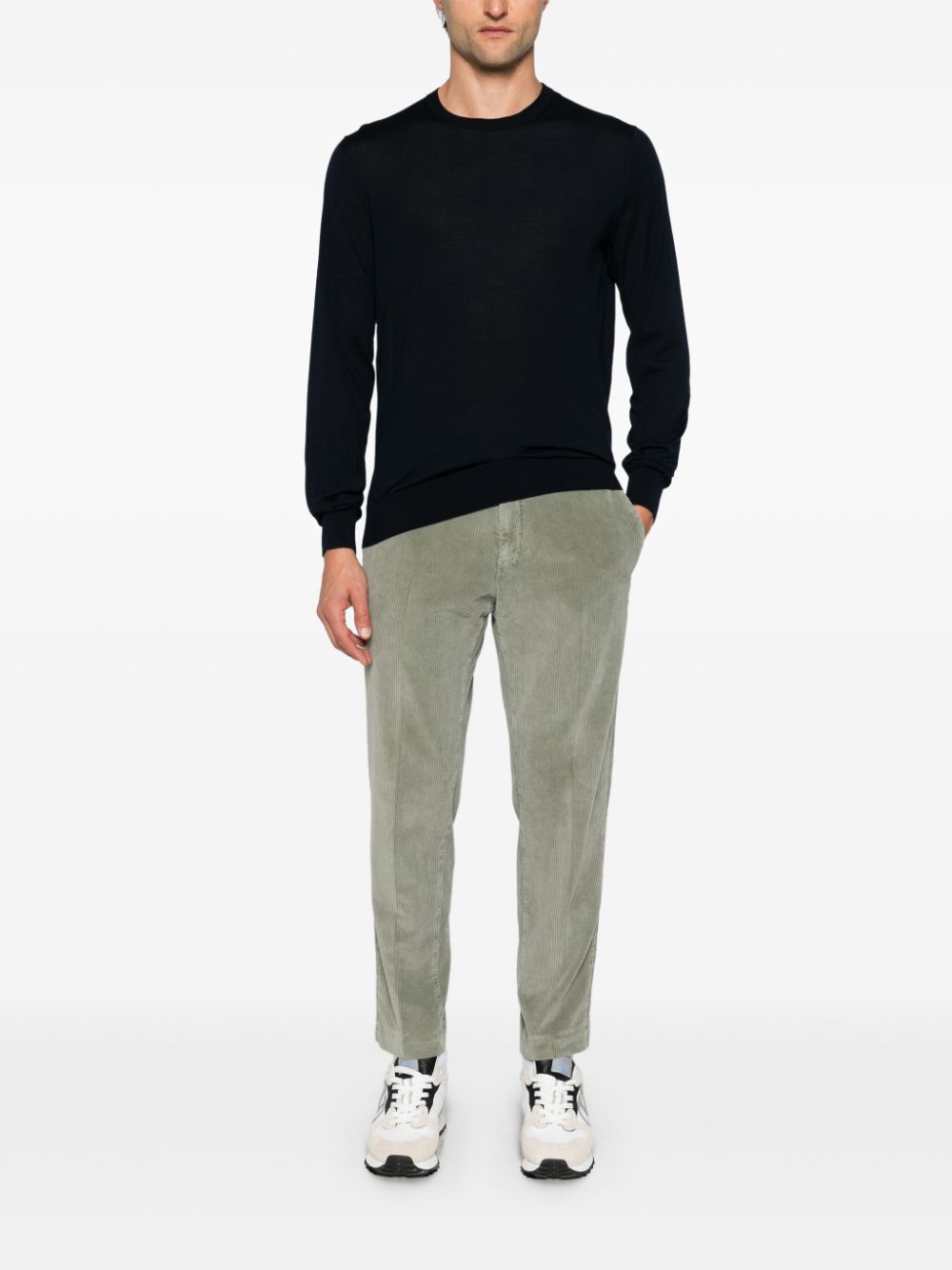 Shop Pt Torino Tapered Trousers In Green