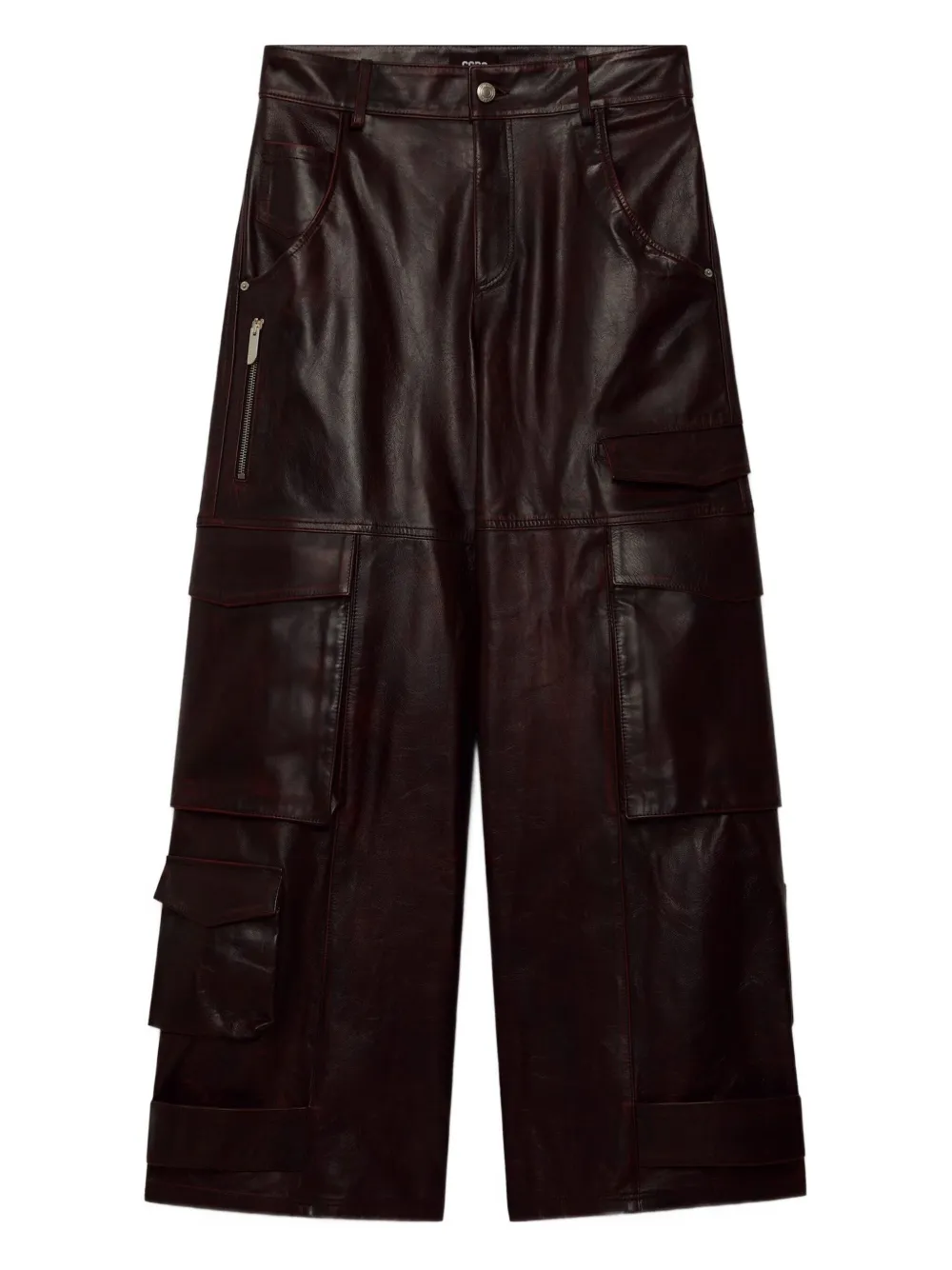 GCDS cargo leather trousers | Red | Image 1