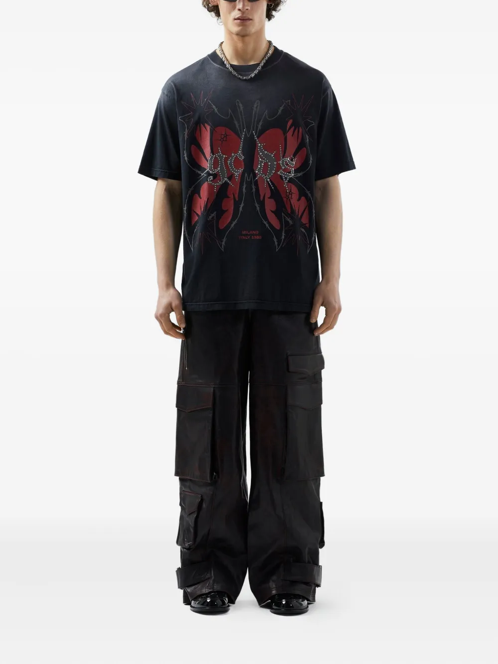 GCDS cargo leather trousers - Rood