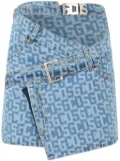 GCDS monogram denim skirt - Blue