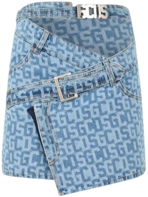 GCDS monogram denim skirt