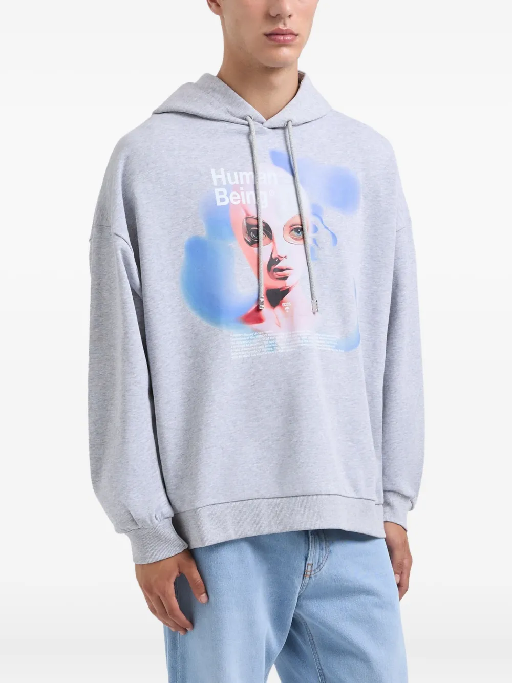 GCDS graphic-print cotton hoodie Grijs