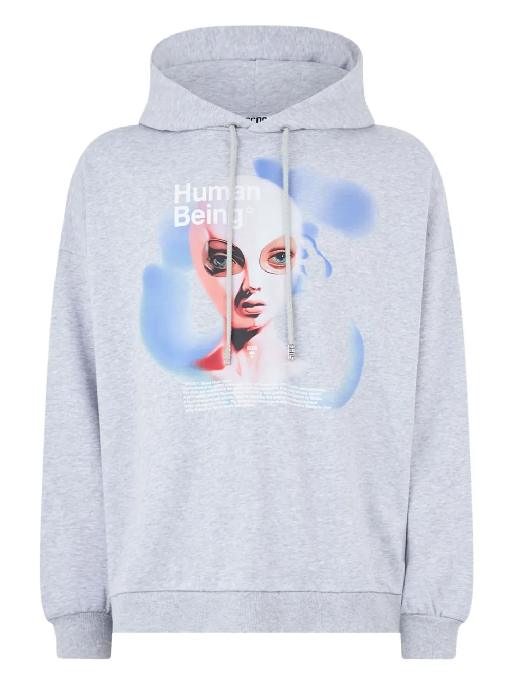 GCDS graphic-print cotton hoodie Grijs