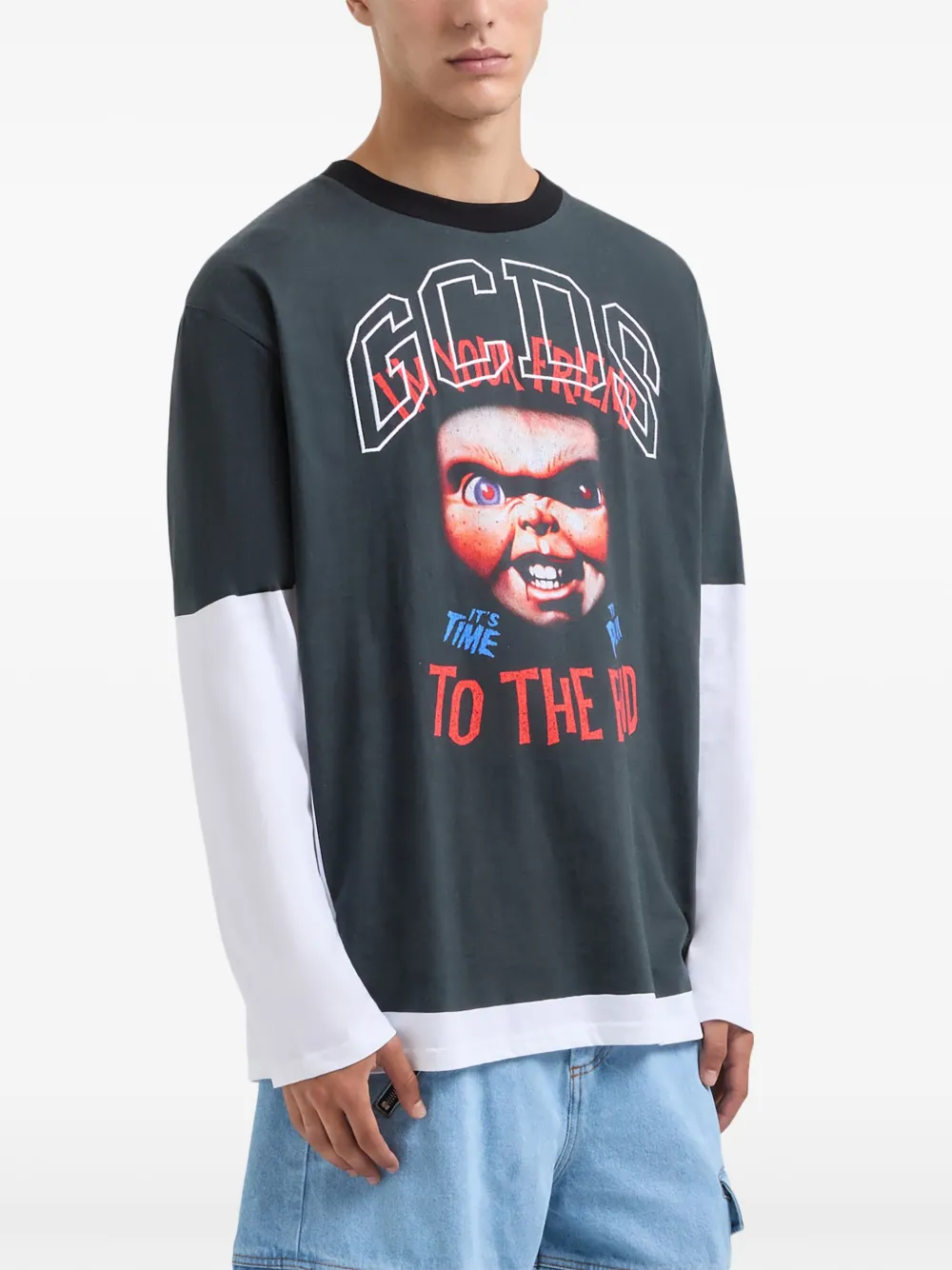 GCDS Chunky T-shirt met lange mouwen Zwart