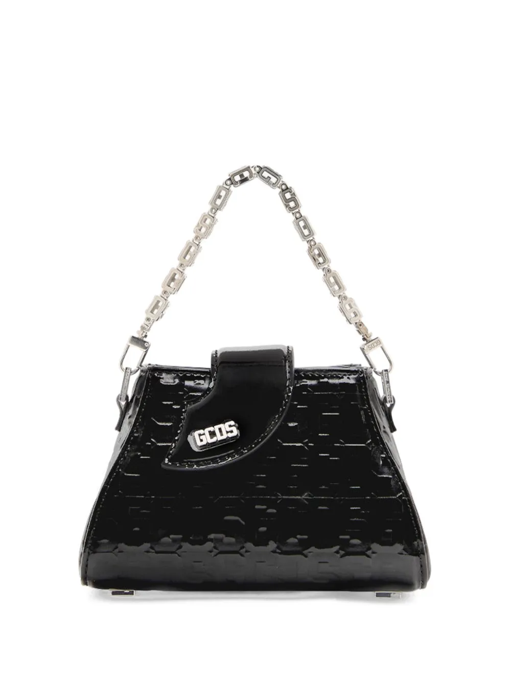 GCDS Comma Patent Monogram mini bag – Black
