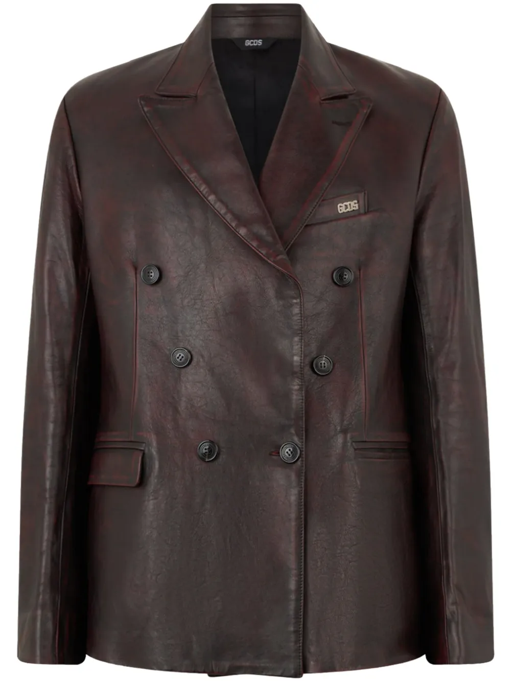 GCDS Leren blazer met dubbele rij knopen Rood