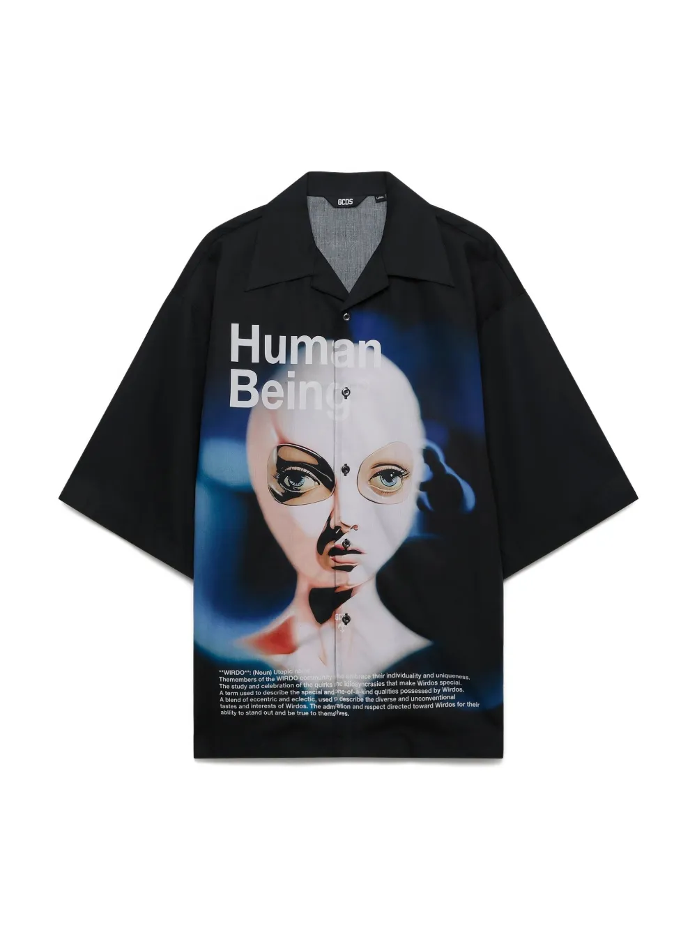 GCDS graphic-print cotton shirt - Zwart